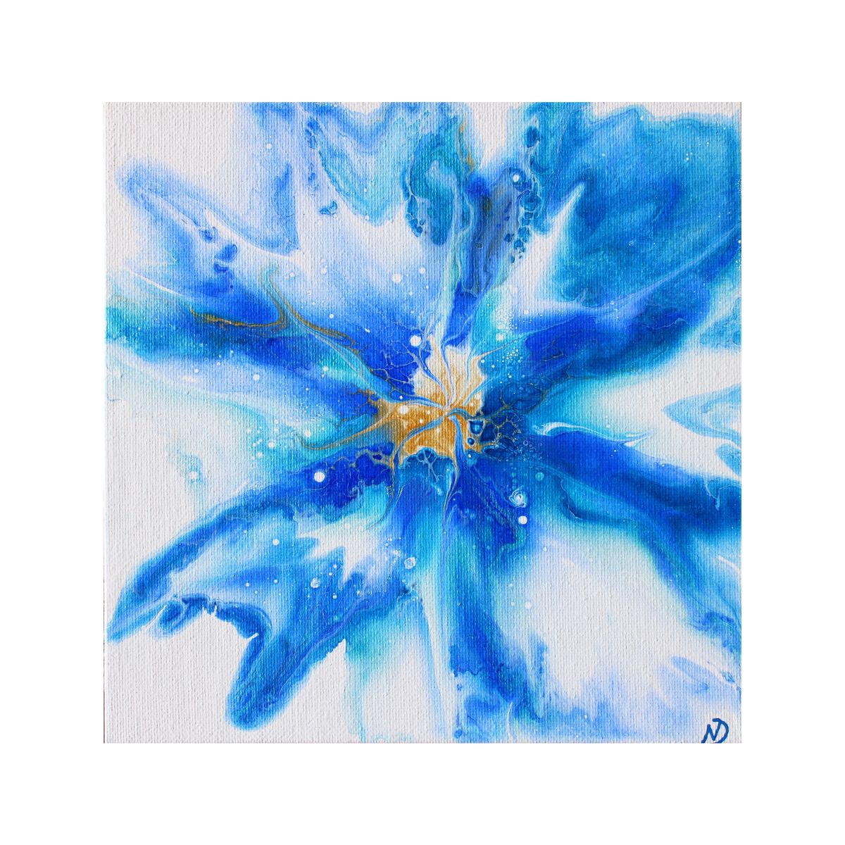 Original Acrylic Pouring Paintnig "Ocean Flower" by Nika Dovey